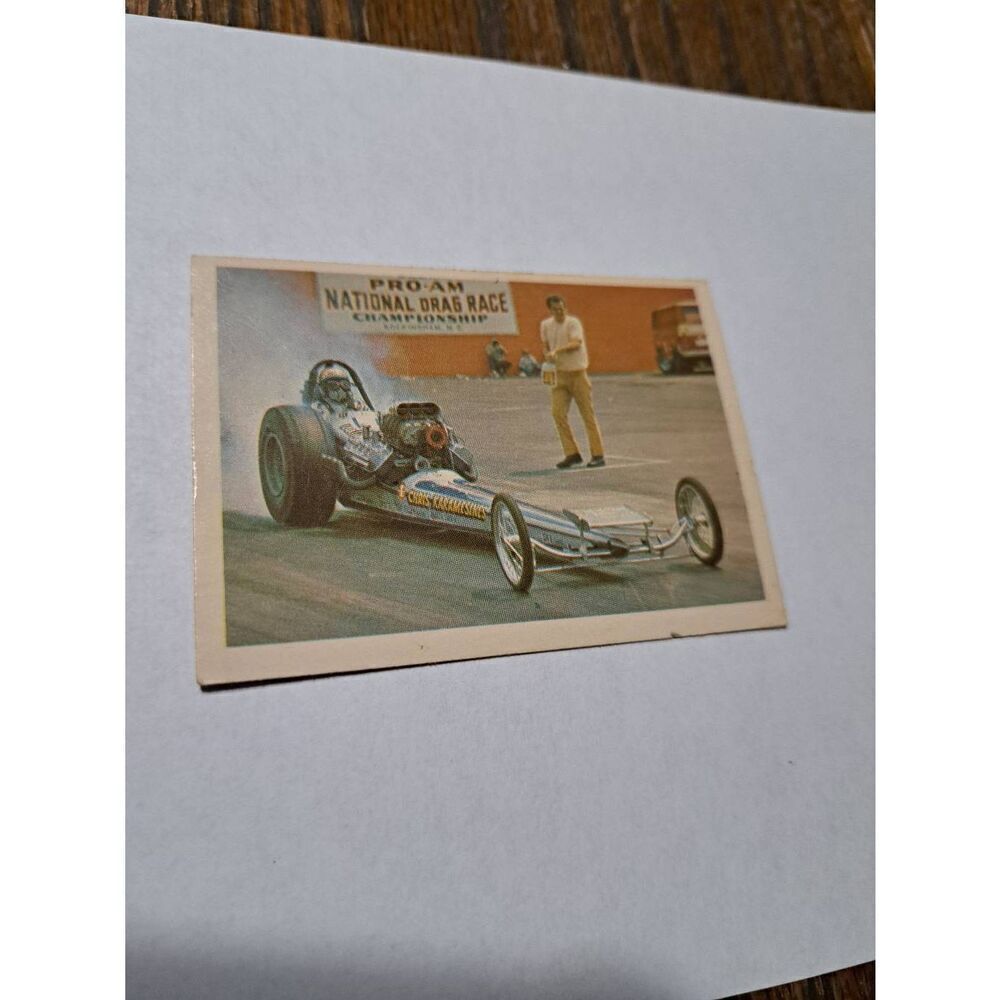 Vintage 1971 Fleer Chris Karamesines Top Fuel Dragster Race Car Trading Card #23